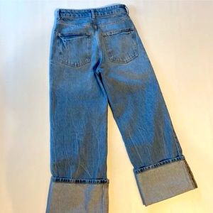 ZARA Wide Leg Cuffed High Rise Jeans Heavy Denim